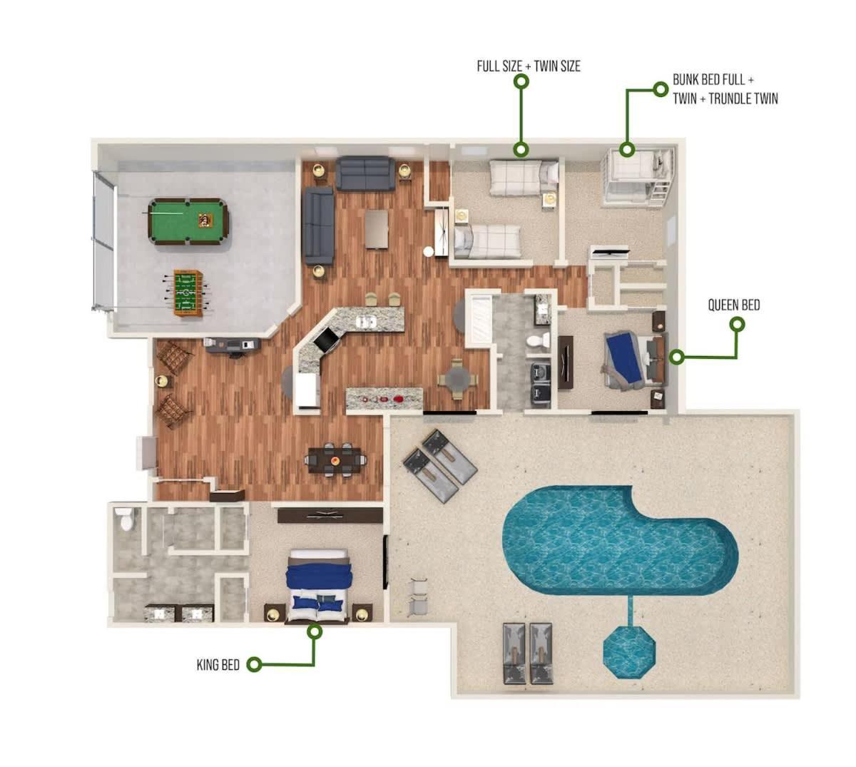 Dedicated Work Space And Game 4br Oi2800 Casa de férias